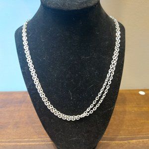 Vintage Sarah Coventry Double Strand Silver Tone Open Link Chain Necklace